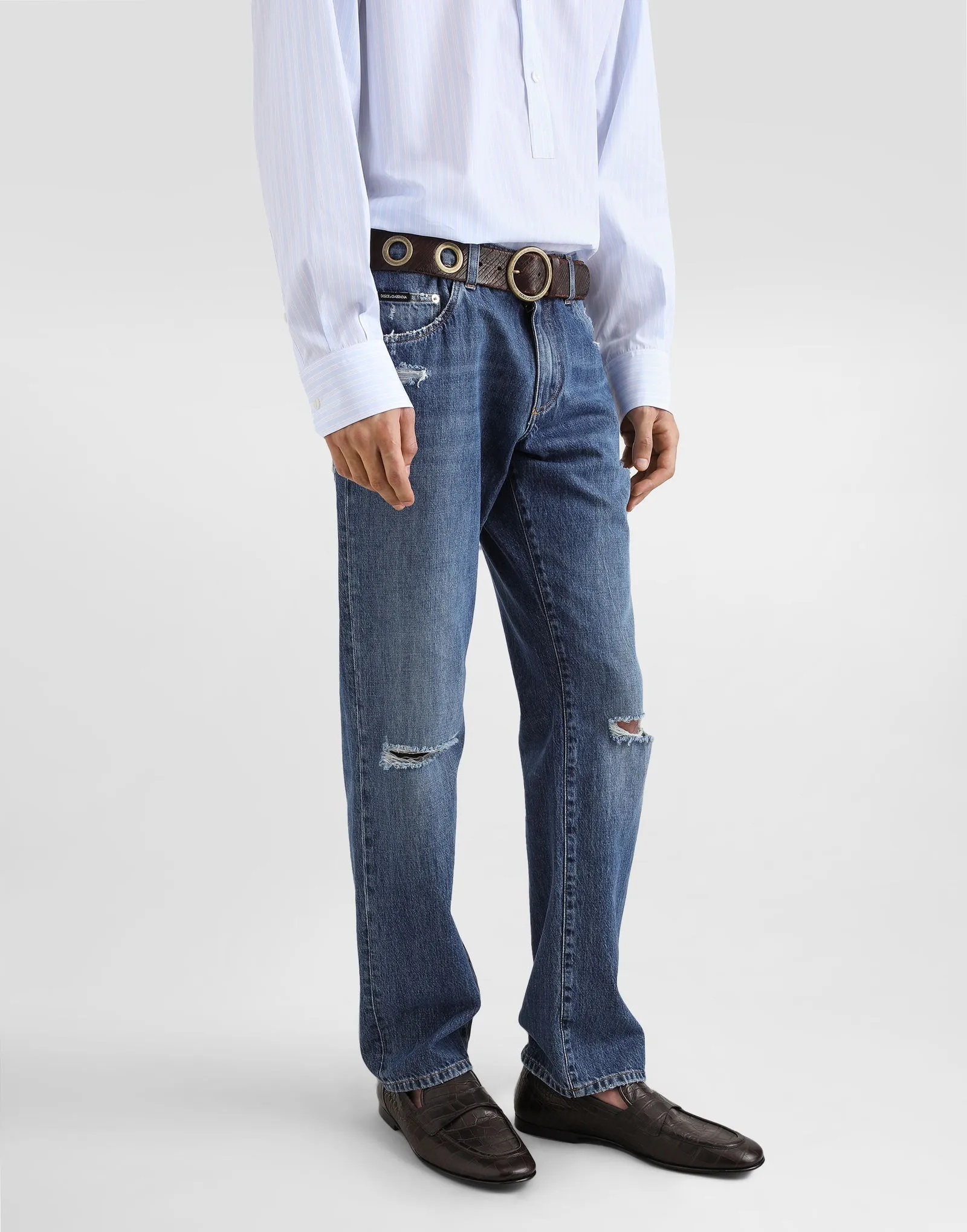 Jeans Dolce & Gabbana Classic Cotton Jeans With Distressing GP02XDG8ME8S9001